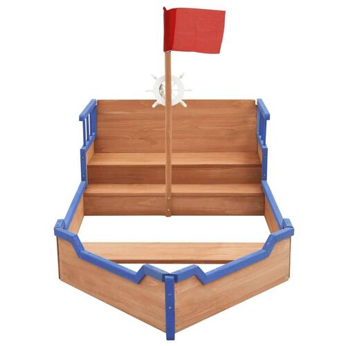 Sandkasse piratskib 190x94,5x101 cm fyrretræ