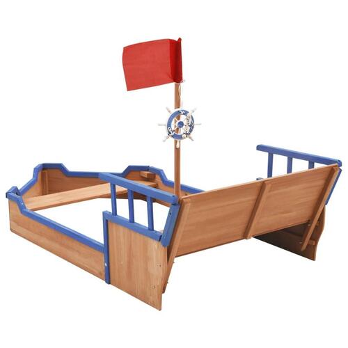 Sandkasse piratskib 190x94,5x101 cm fyrretræ