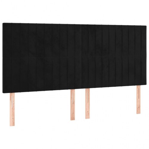 Kontinentalseng i fløjl - 200x200 cm, sort, inkl. madras og topmadras
