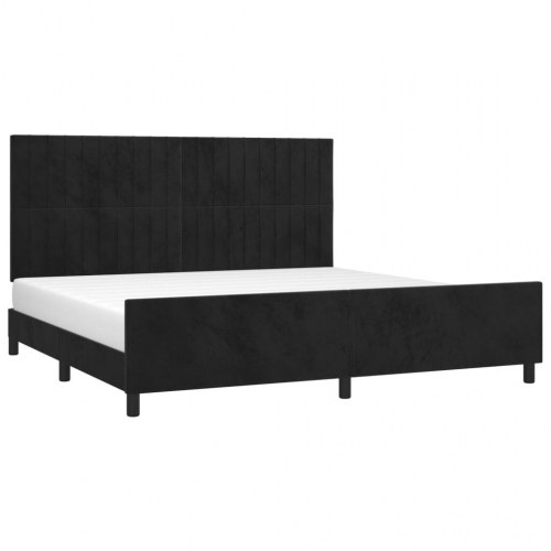 Sengeramme i fløjl - sort 200 x 200 cm med justerbar sengegavl