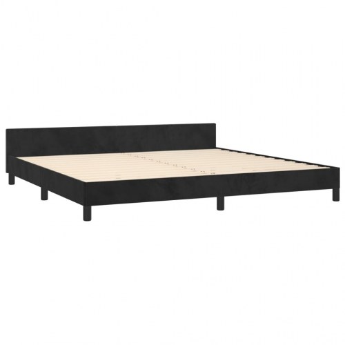 Sengeramme i fløjl - sort 200 x 200 cm med justerbar sengegavl