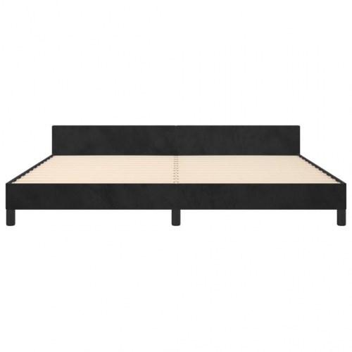 Sengeramme i fløjl - sort 200 x 200 cm med justerbar sengegavl