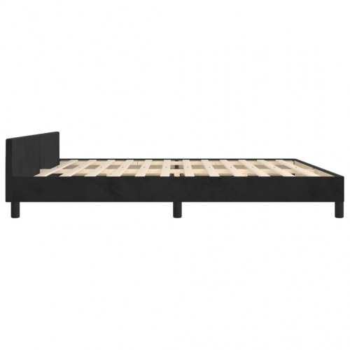 Sengeramme i fløjl - sort 200 x 200 cm med justerbar sengegavl