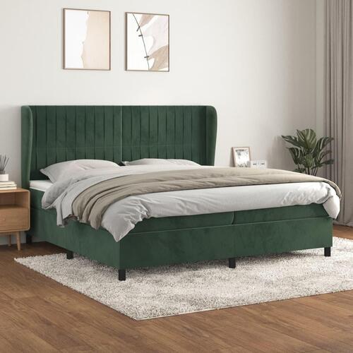 Kontinentalseng med madras 200x200 cm fløjl mørkegrøn