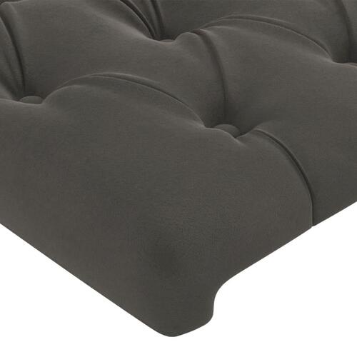 Sengegavl med LED-lys 144x7x78/88 cm velour mørkegrå
