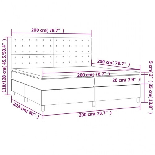 Kontinentalseng med madras 200×200 cm i hvidt kunstlæder