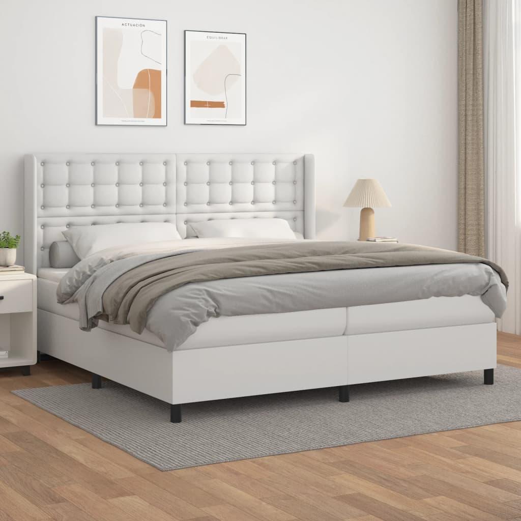 Kontinentalseng med madras 200x200 cm kunstlæder hvid billede