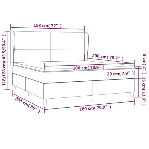 Kontinentalseng med madras 180x200 cm stof sort