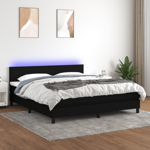 Kontinentalseng med LED-lys 180x200 cm stof sort