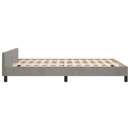 Sengeramme med sengegavl i fløjl - lysegrå 140x190 cm