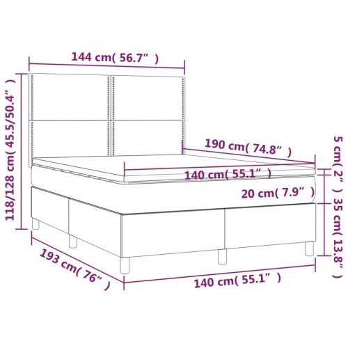 Kontinentalseng med madras 140×190 cm - stof, sort