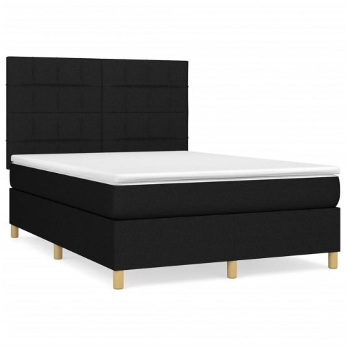 Kontinentalseng med madras 140×190 cm - stof, sort