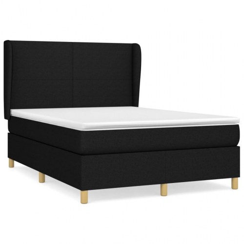 Kontinentalseng med madras 140x190 cm - stof, sort