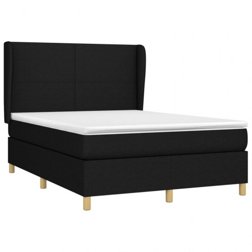 Kontinentalseng med madras 140x190 cm - stof, sort
