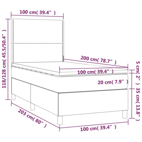 Kontinentalseng med madras 100×200 cm - stof, cremefarvet