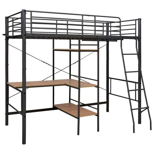 Sengestel til køjeseng med bord 90x200 cm metal grå