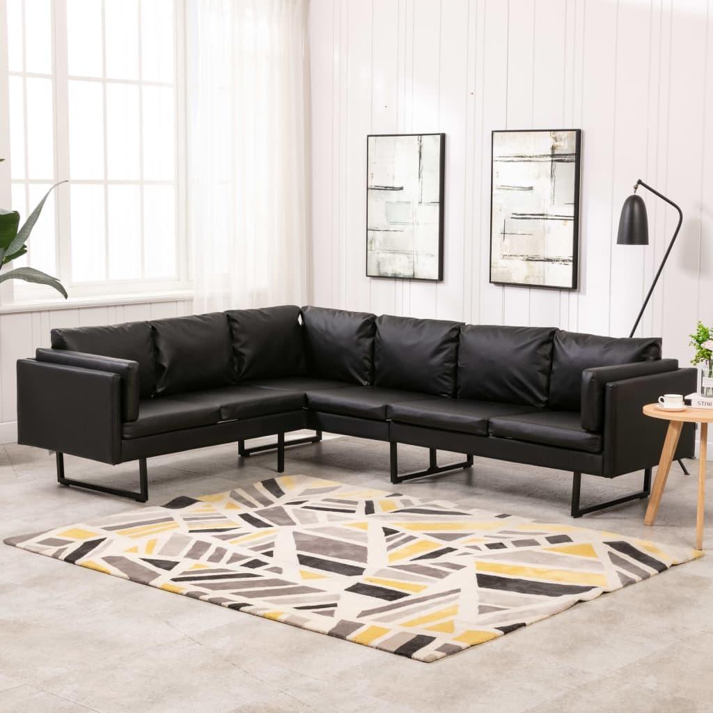 Hjørnesofa kunstlæder sort