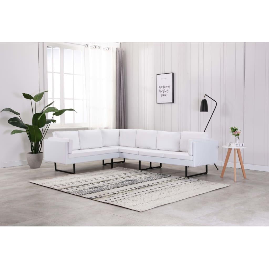 Hjørnesofa kunstlæder hvid