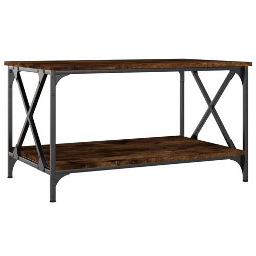 Sofabord 80x50x45 cm konstrueret træ og jern røget egetræ