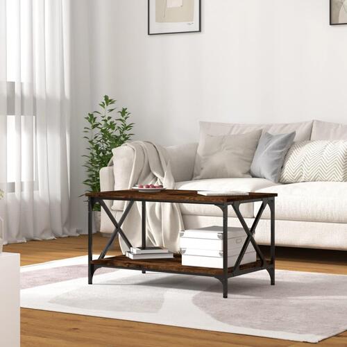 Sofabord 80x50x45 cm konstrueret træ og jern røget egetræ