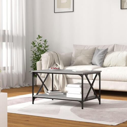 Sofabord 80x50x45 cm konstrueret træ og jern grå sonoma-eg