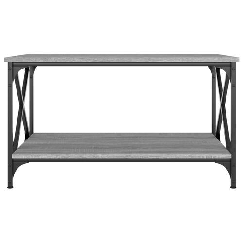 Sofabord 80x50x45 cm konstrueret træ og jern grå sonoma-eg