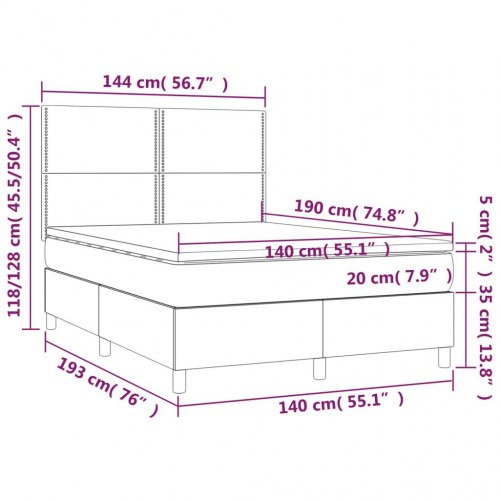 Kontinentalseng med madras 140x190 cm i kunstlæder - sort