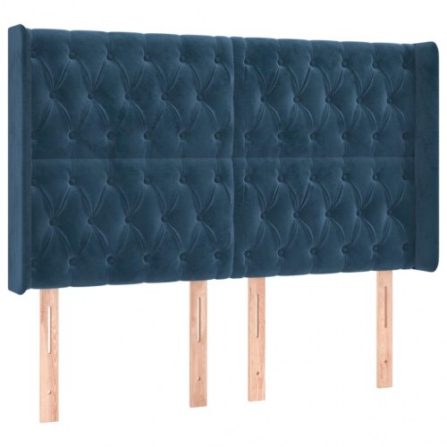 Kontinentalseng med LED-lys 140×190 cm - fløjl mørkeblå