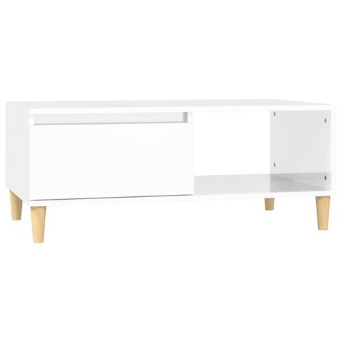 Sofabord 90x50x36,5 cm konstrueret træ hvid højglans