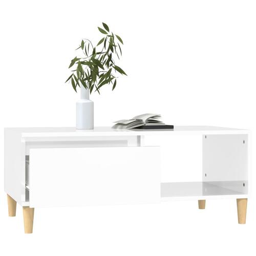 Sofabord 90x50x36,5 cm konstrueret træ hvid højglans