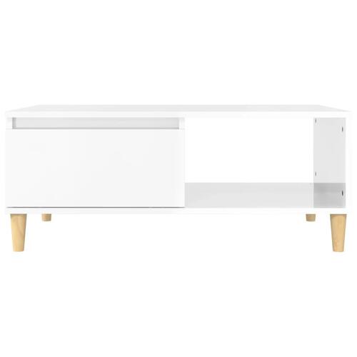 Sofabord 90x50x36,5 cm konstrueret træ hvid højglans