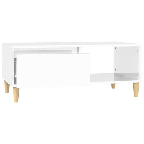 Sofabord 90x50x36,5 cm konstrueret træ hvid højglans