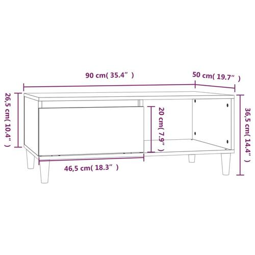 Sofabord 90x50x36,5 cm konstrueret træ hvid højglans