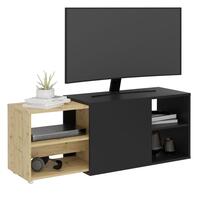 FMD tv-enhed med 2 åbne rum 133,5x39,9x49,2 cm sort og egetræsfarvet