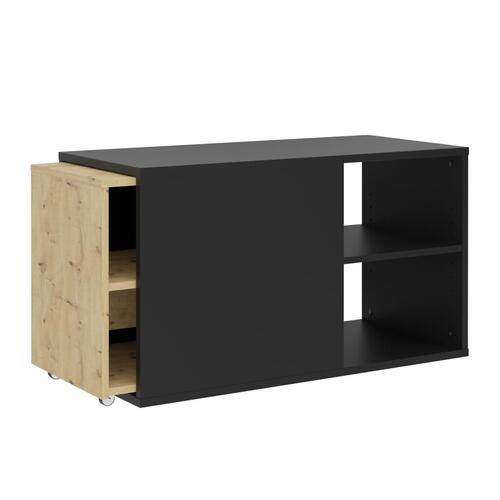 FMD tv-enhed med 2 åbne rum 133,5x39,9x49,2 cm sort og egetræsfarvet