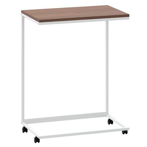 Sidebord med hjul 55x35x70 cm konstrueret træ hvid