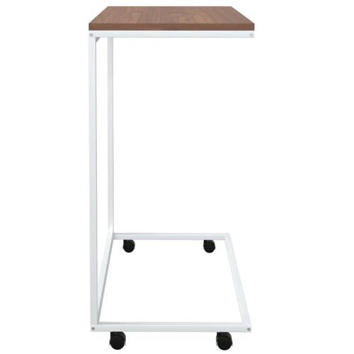 Sidebord med hjul 55x35x70 cm konstrueret træ hvid