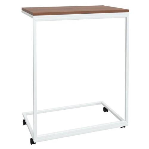 Sidebord med hjul 55x35x70 cm konstrueret træ hvid
