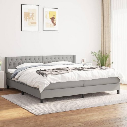 Kontinentalseng med madras 200×200 cm - stof, lysegrå