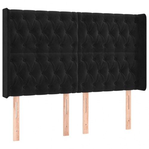 Kontinentalseng i fløjl med LED-lys 140x190 cm - sort