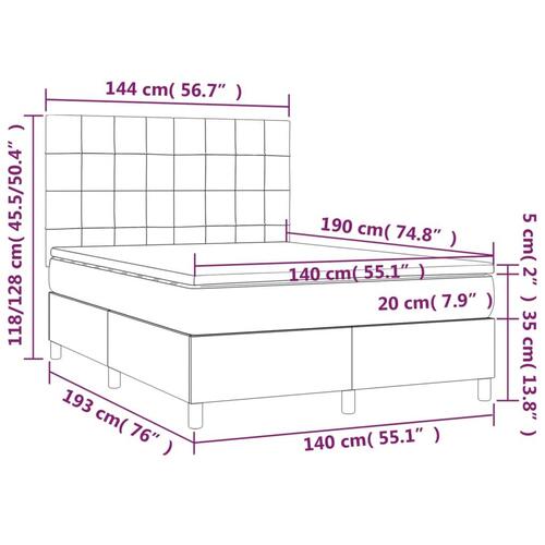 Kontinentalseng med LED-lys 140x190 cm fløjl sort