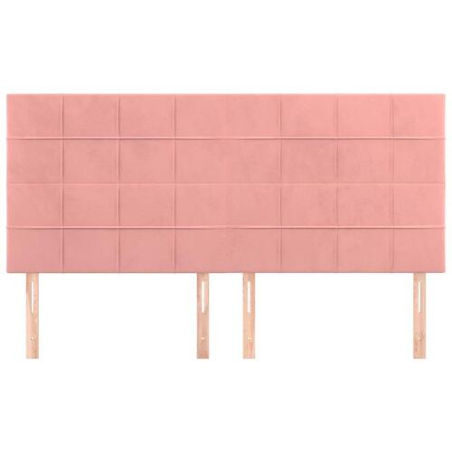 Sengegavle 4 stk. 100x5x78/88 cm fløjl lyserød