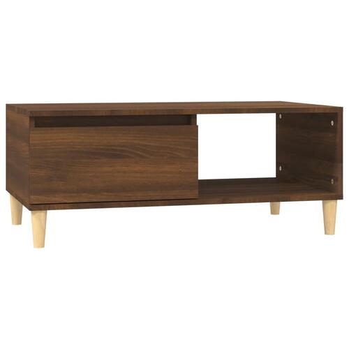 Sofabord 90x50x36,5 cm konstrueret træ brun egetræsfarve