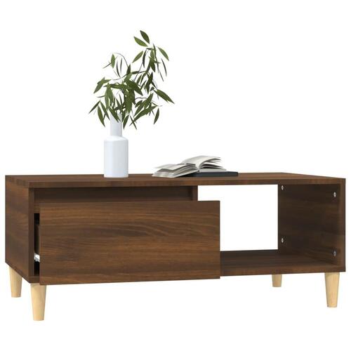 Sofabord 90x50x36,5 cm konstrueret træ brun egetræsfarve