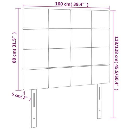 Sengegavl med LED-lys 100x5x118/128 cm fløjl lyserød