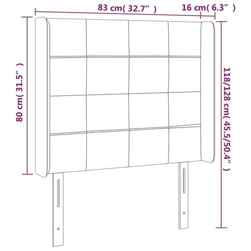 Sengegavl med LED-lys 83x16x118/128 cm fløjl mørkegrøn