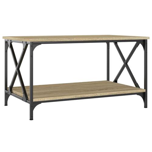 Sofabord 80x50x45 cm konstrueret træ og jern sonoma-eg
