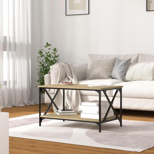Sofabord 80x50x45 cm konstrueret træ og jern sonoma-eg