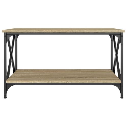 Sofabord 80x50x45 cm konstrueret træ og jern sonoma-eg