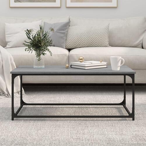 Sofabord 102x50x40 cm konstrueret træ og jern grå sonoma-eg